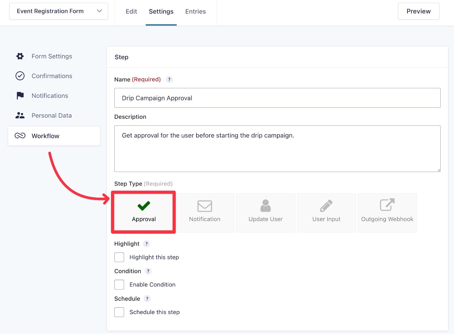 Adding an approval email