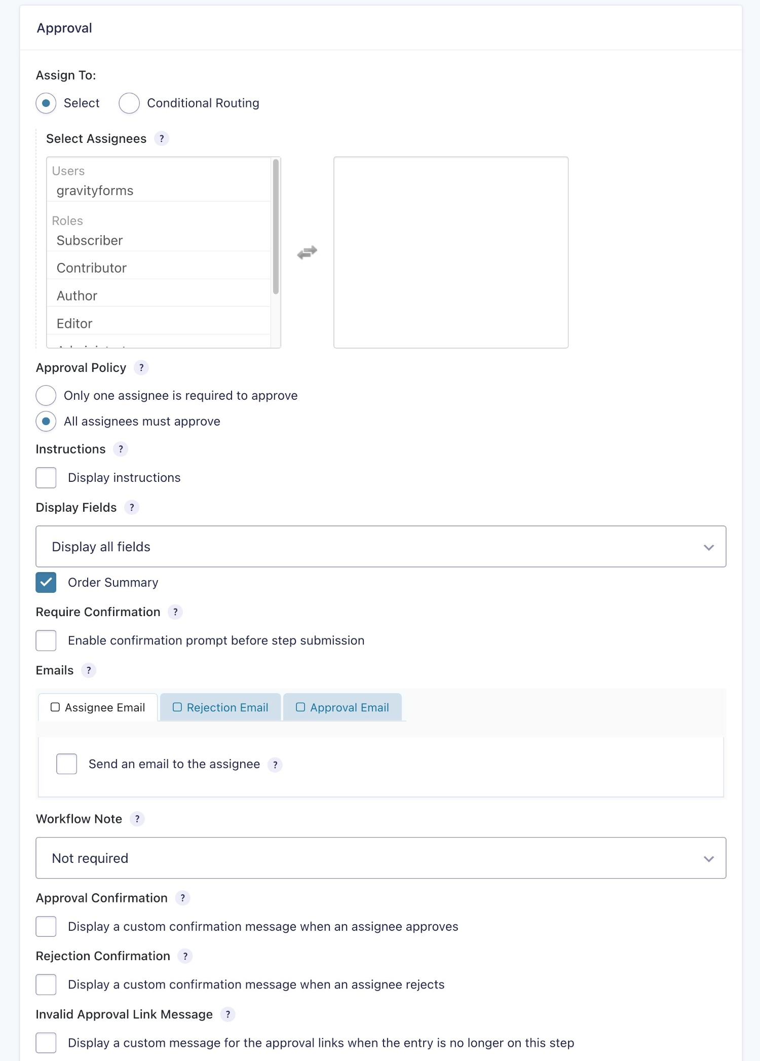 Setting up approval