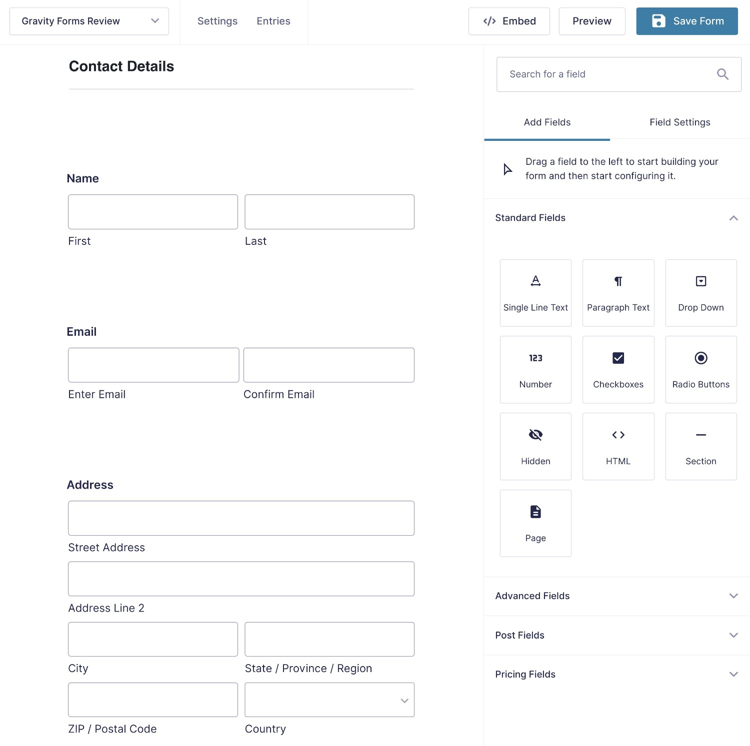Completed form