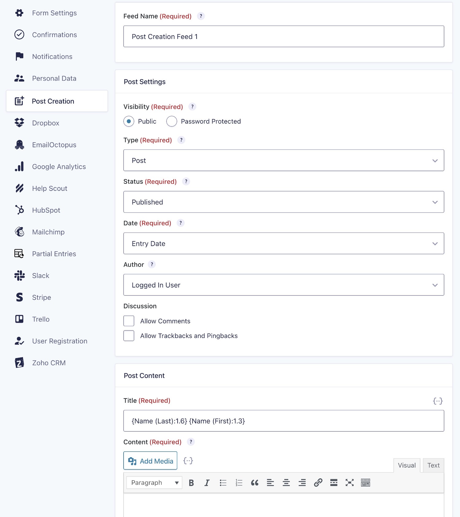 Creating feeds