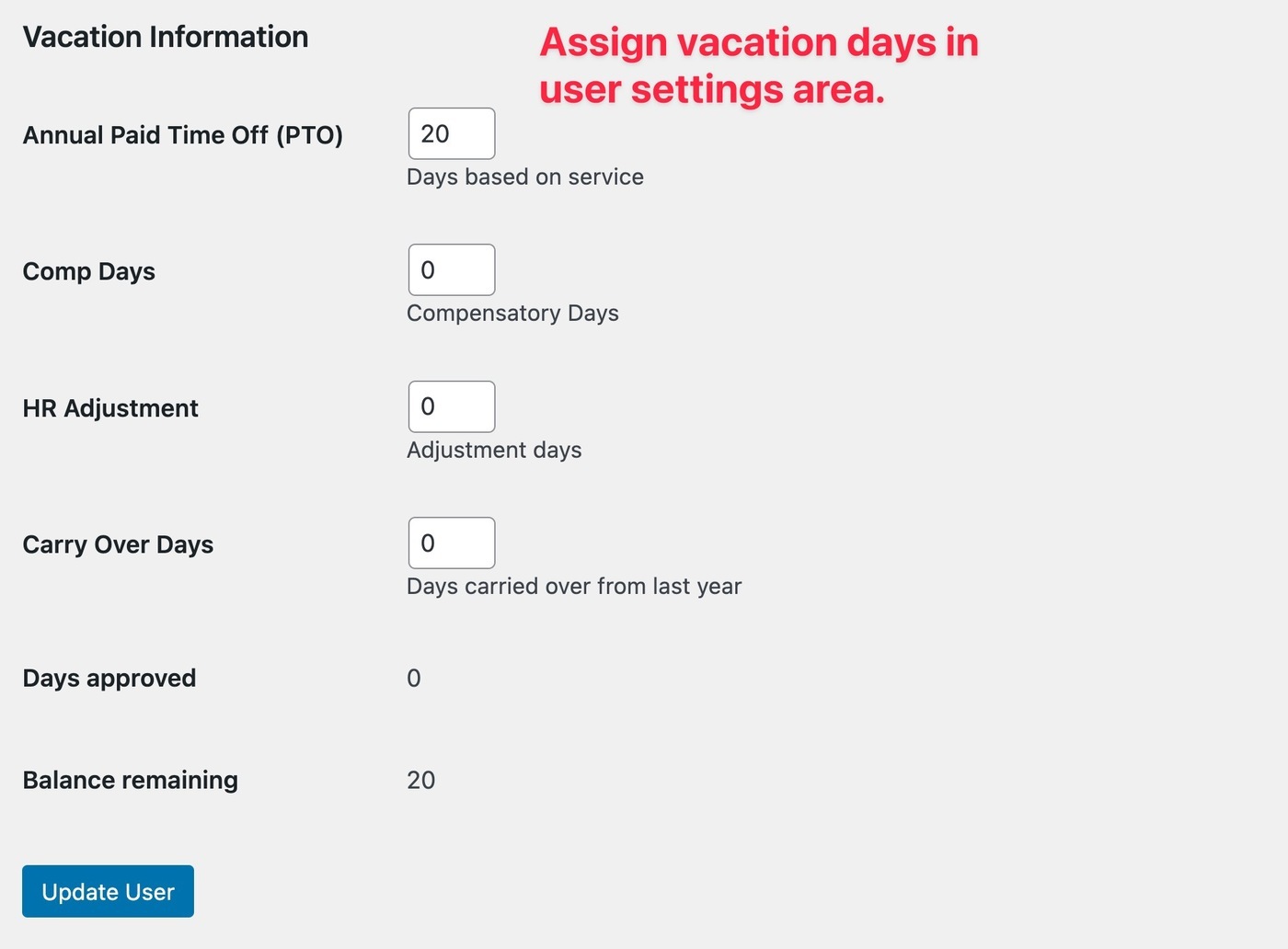Gravity Flow vacation day management