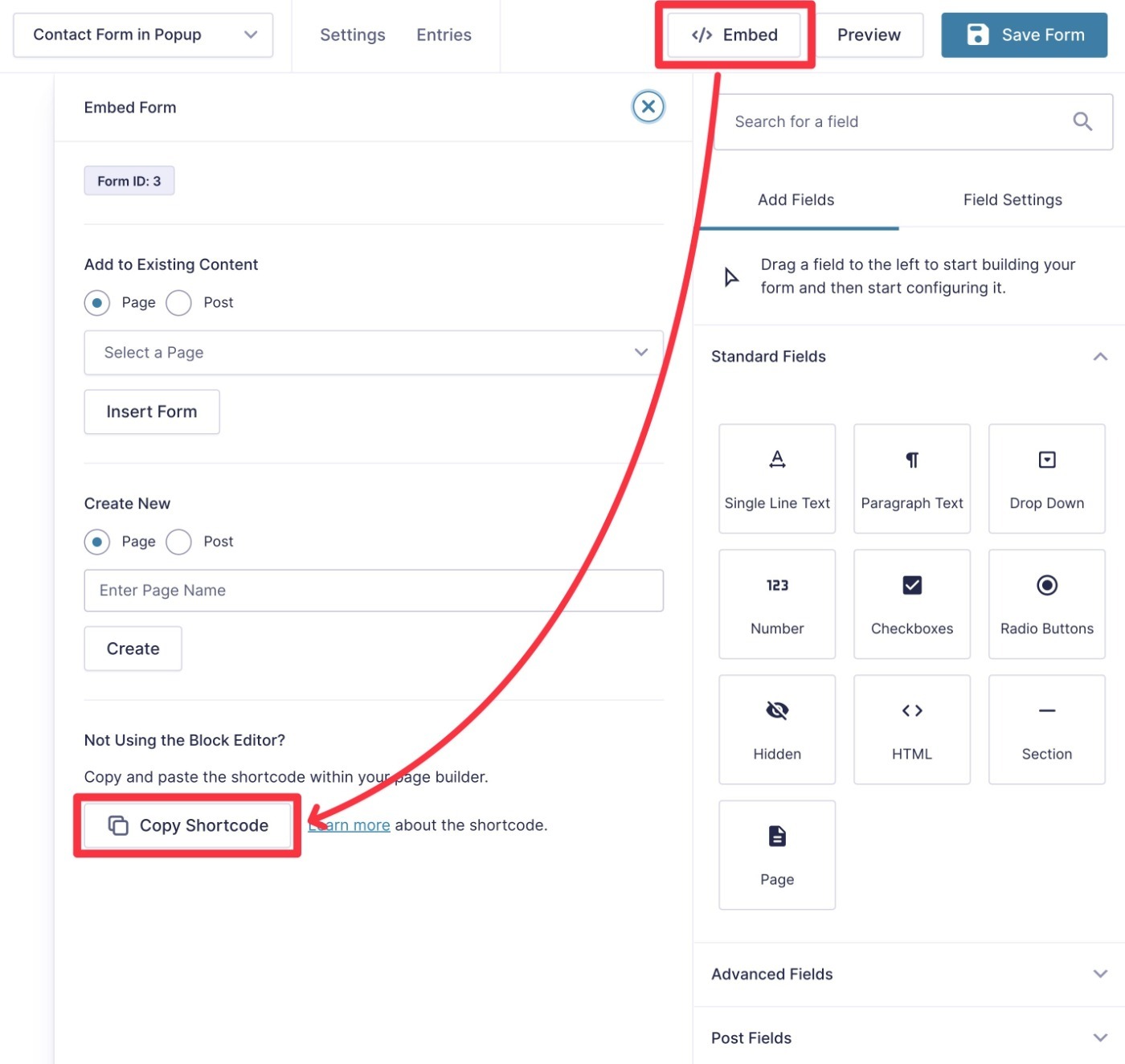 How to find form shortcode