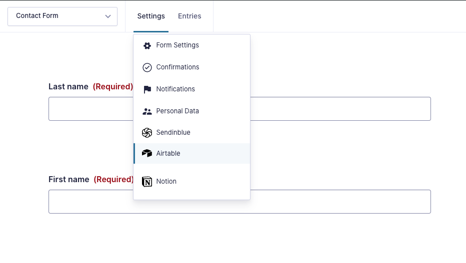 GF-Airtable-form-settings