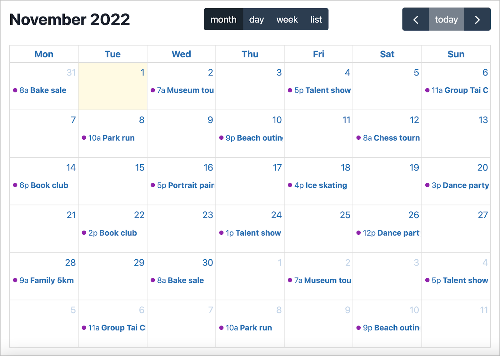 Events Calendar