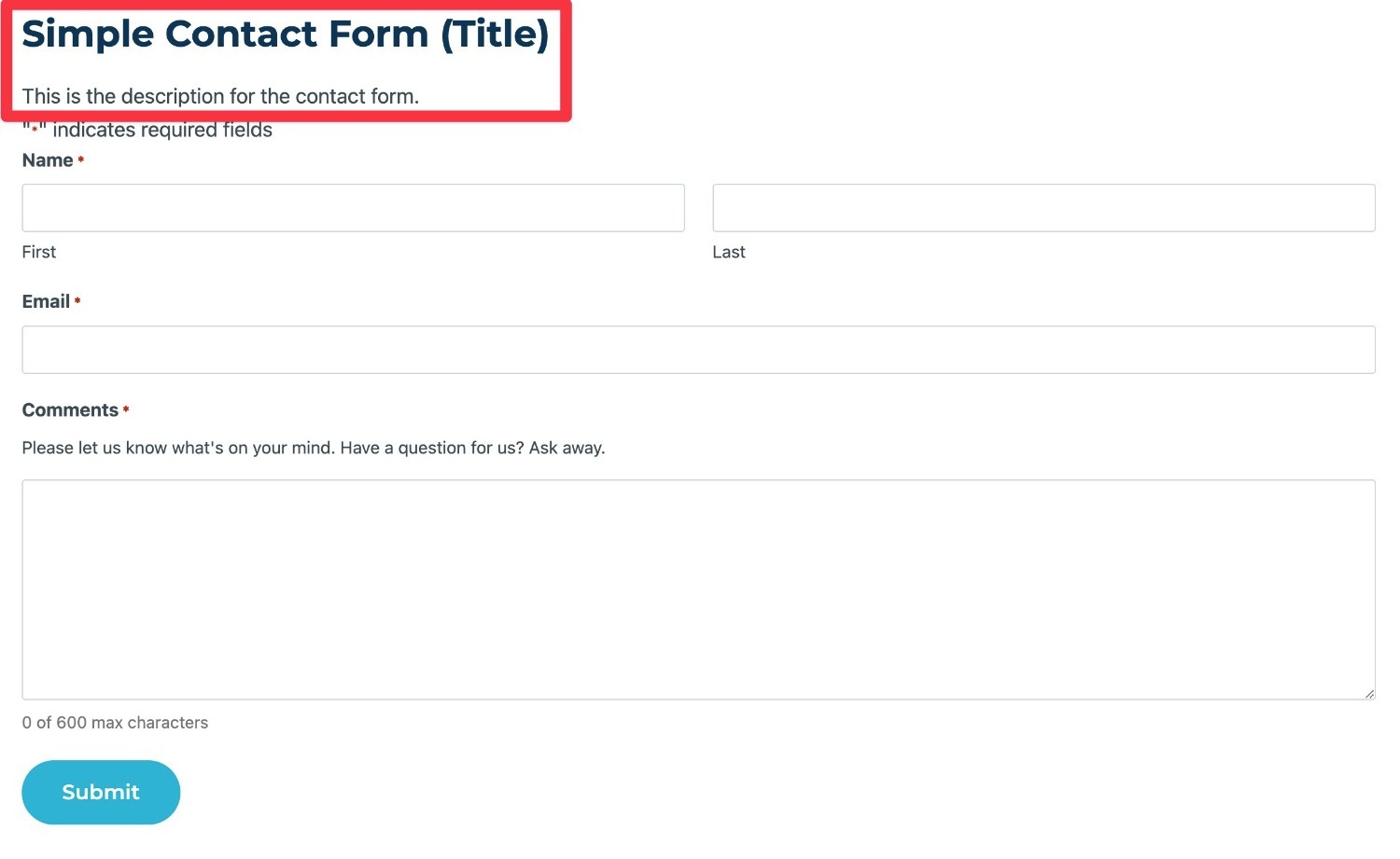 Form with title and description