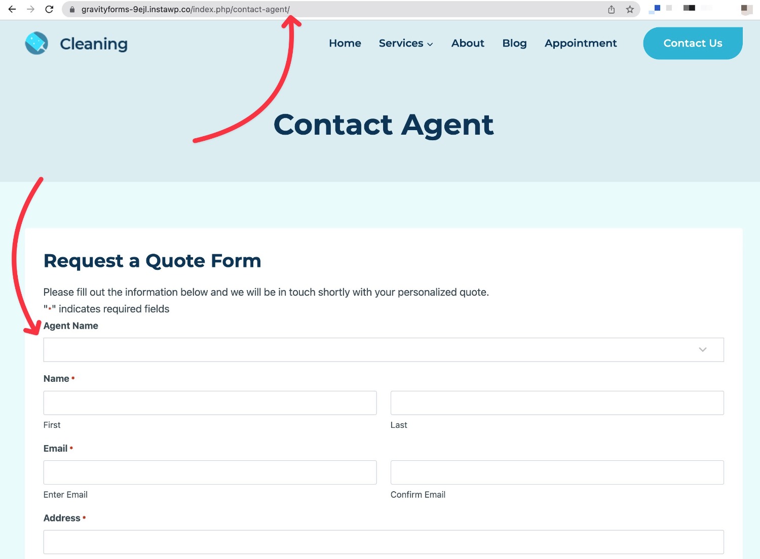 Gravity Forms form without query string