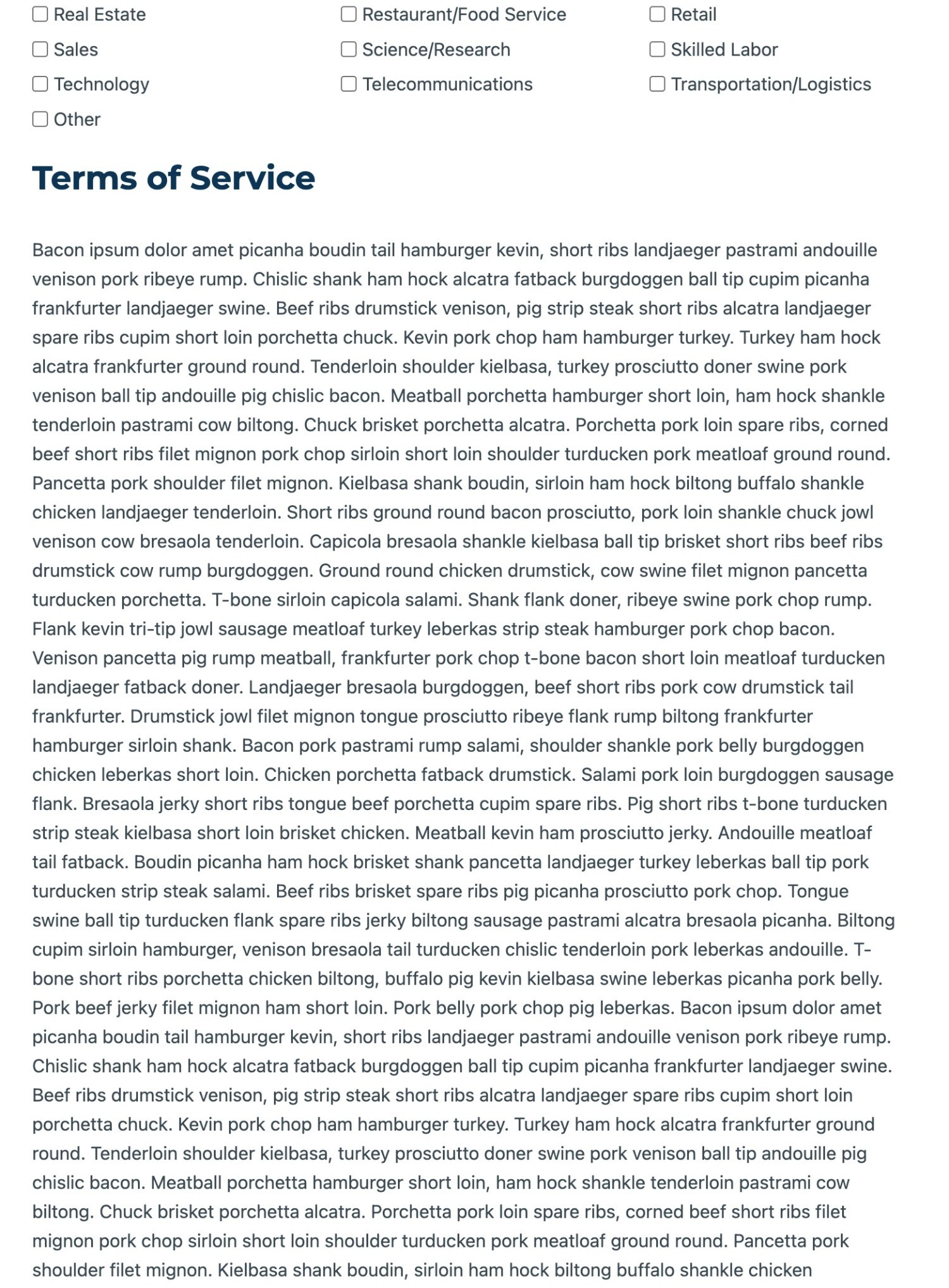 Long text in section break