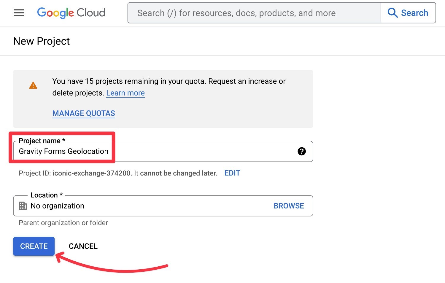Create a new project