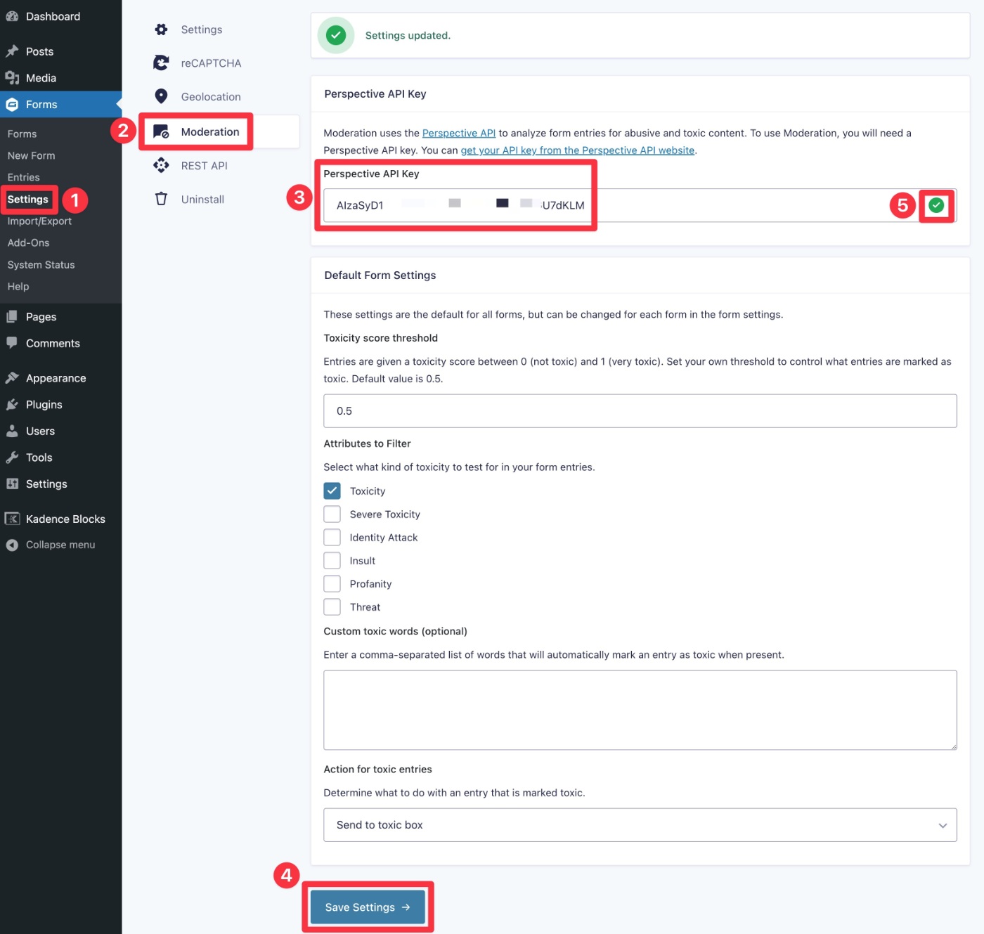 Add API key to Gravity FOrms