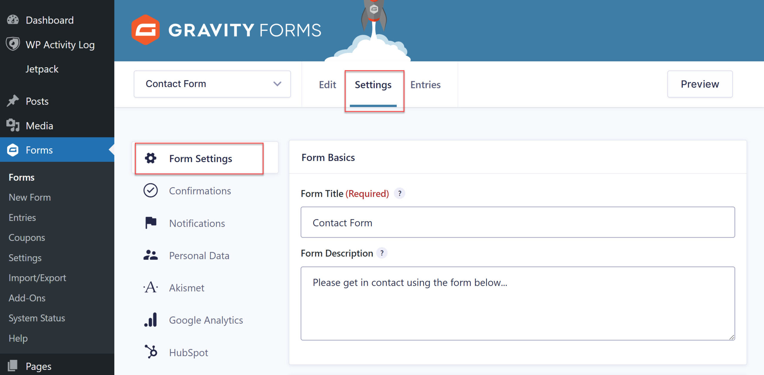 Form Settings Honeypot