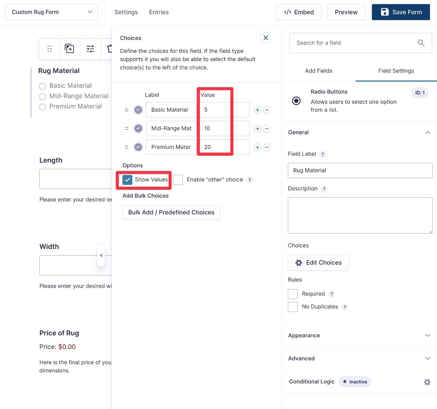 Customizable product fields