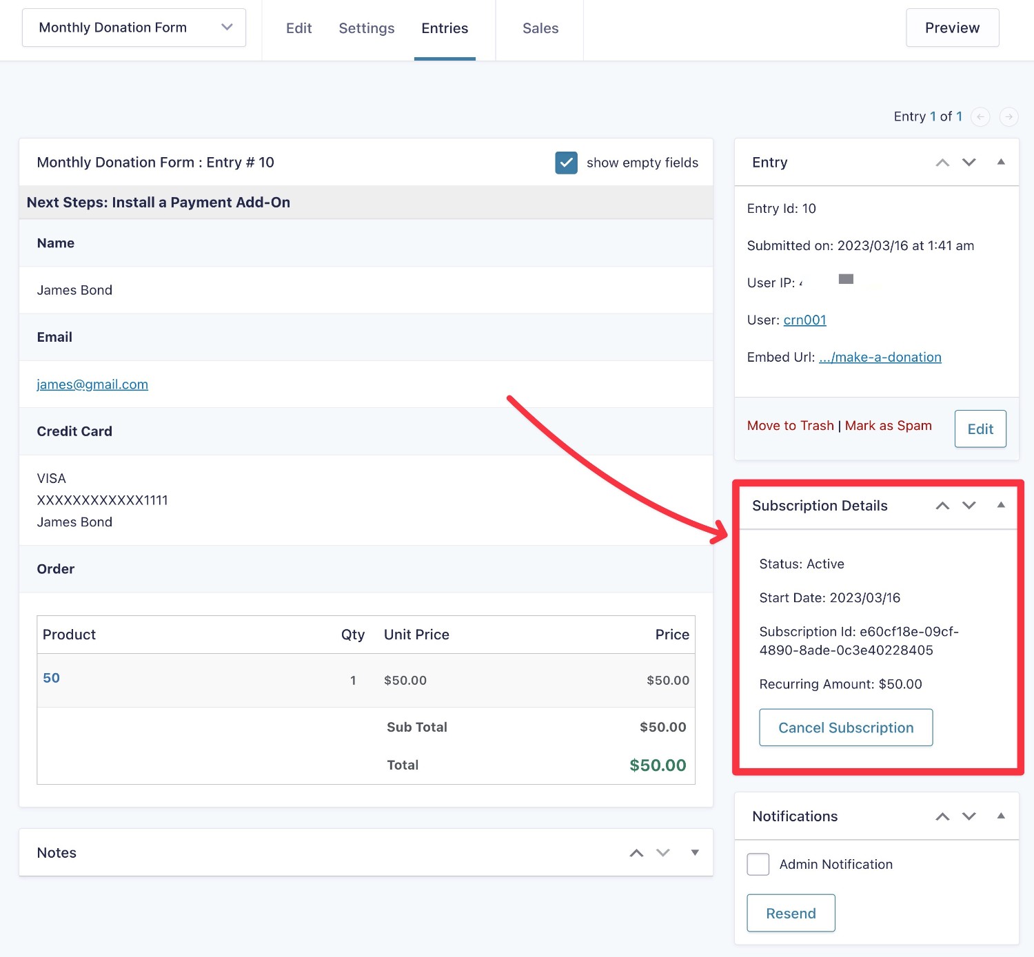 How to manage donor's subscriptions