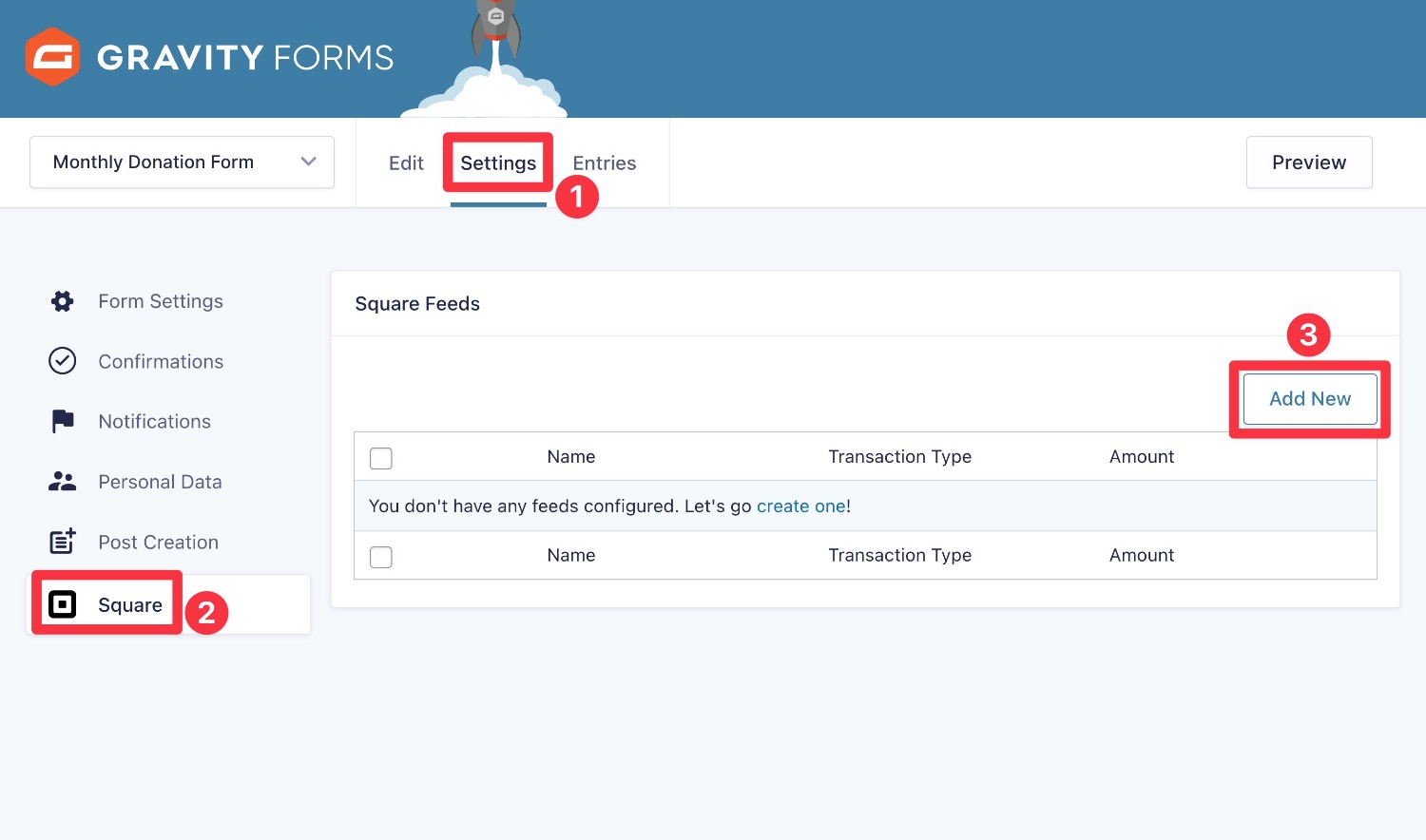 Create a Square feed for monthly donations