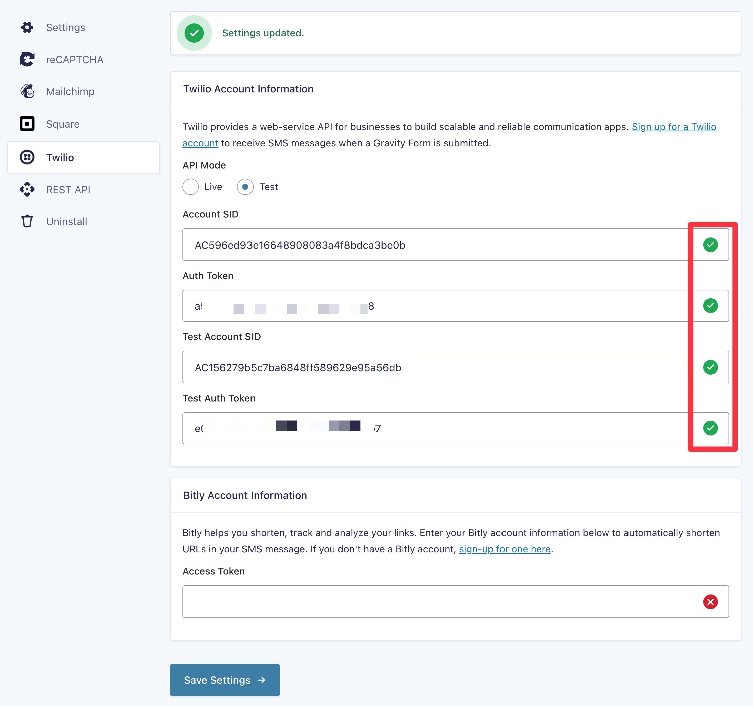 Success green checkmarks