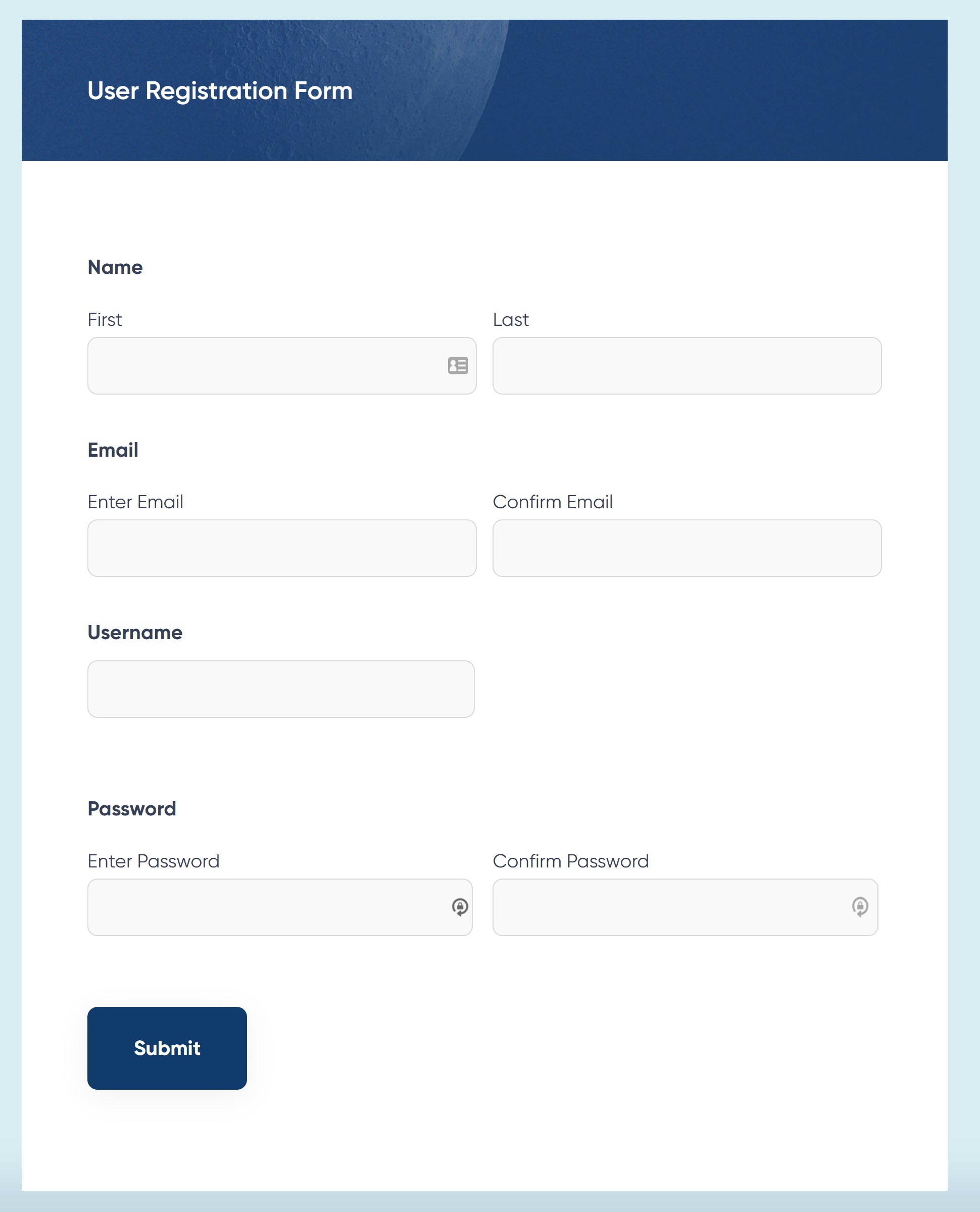 User Registration Forms