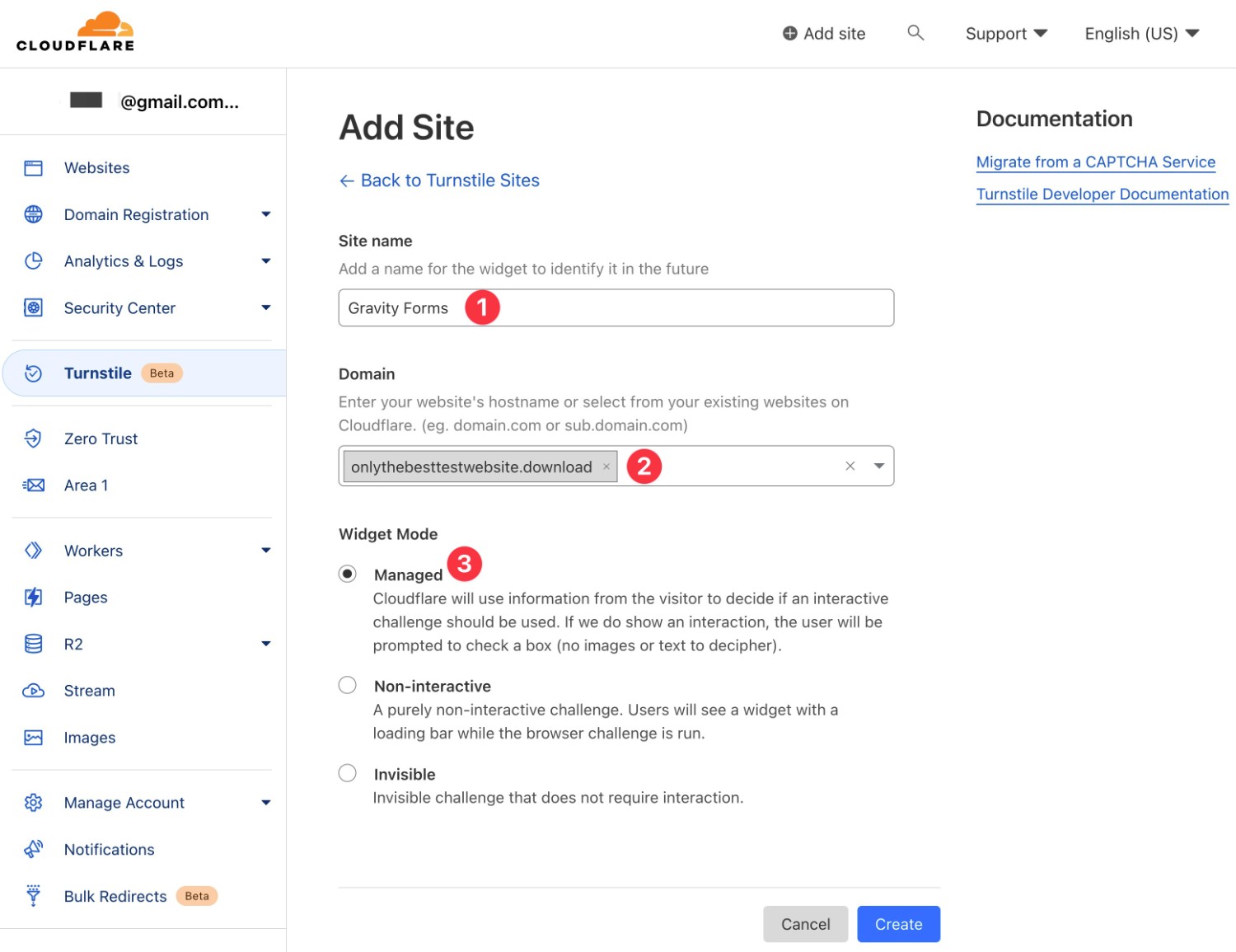 Fill out the site details