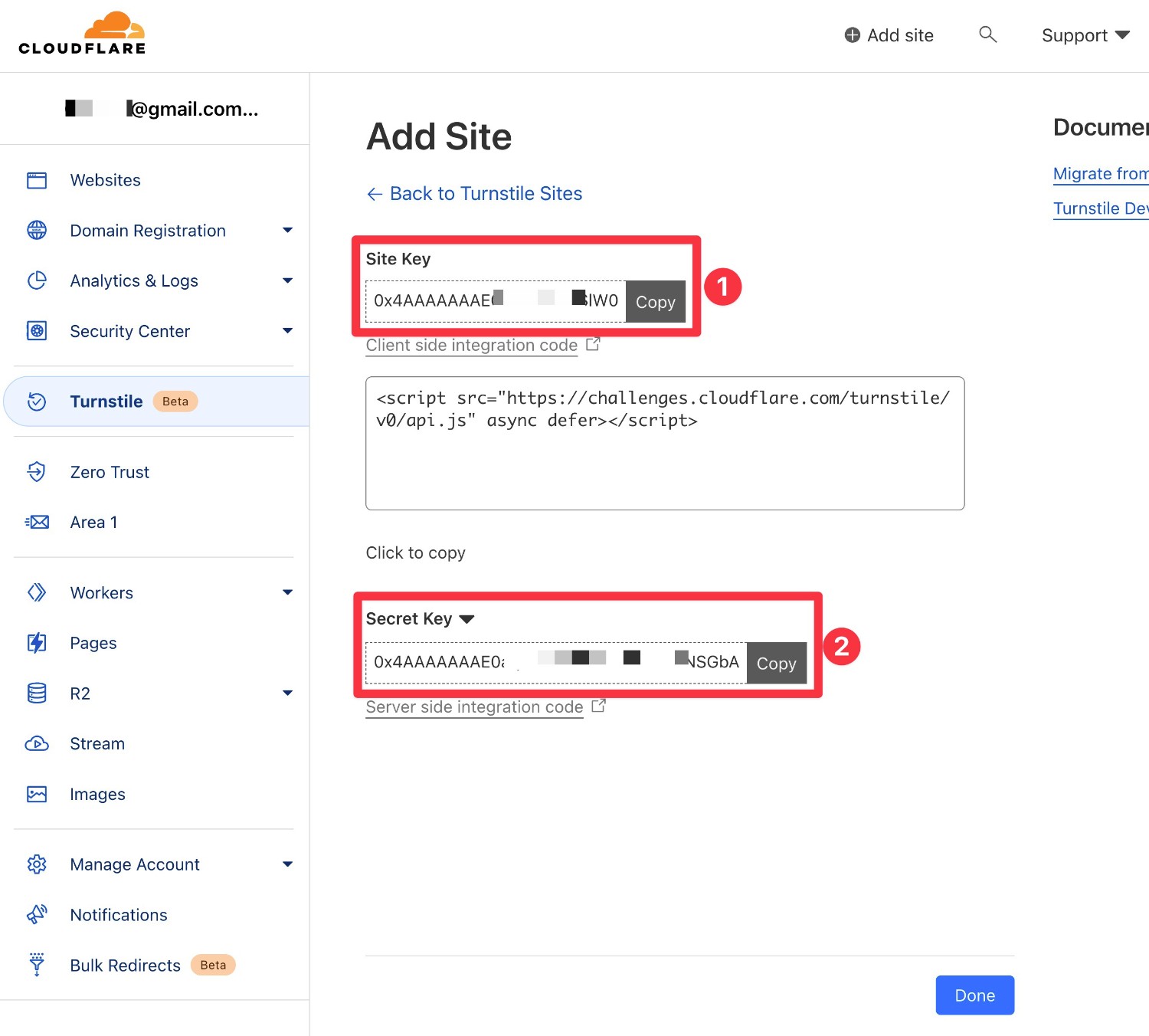 Cloudflare Turnstile Site Key