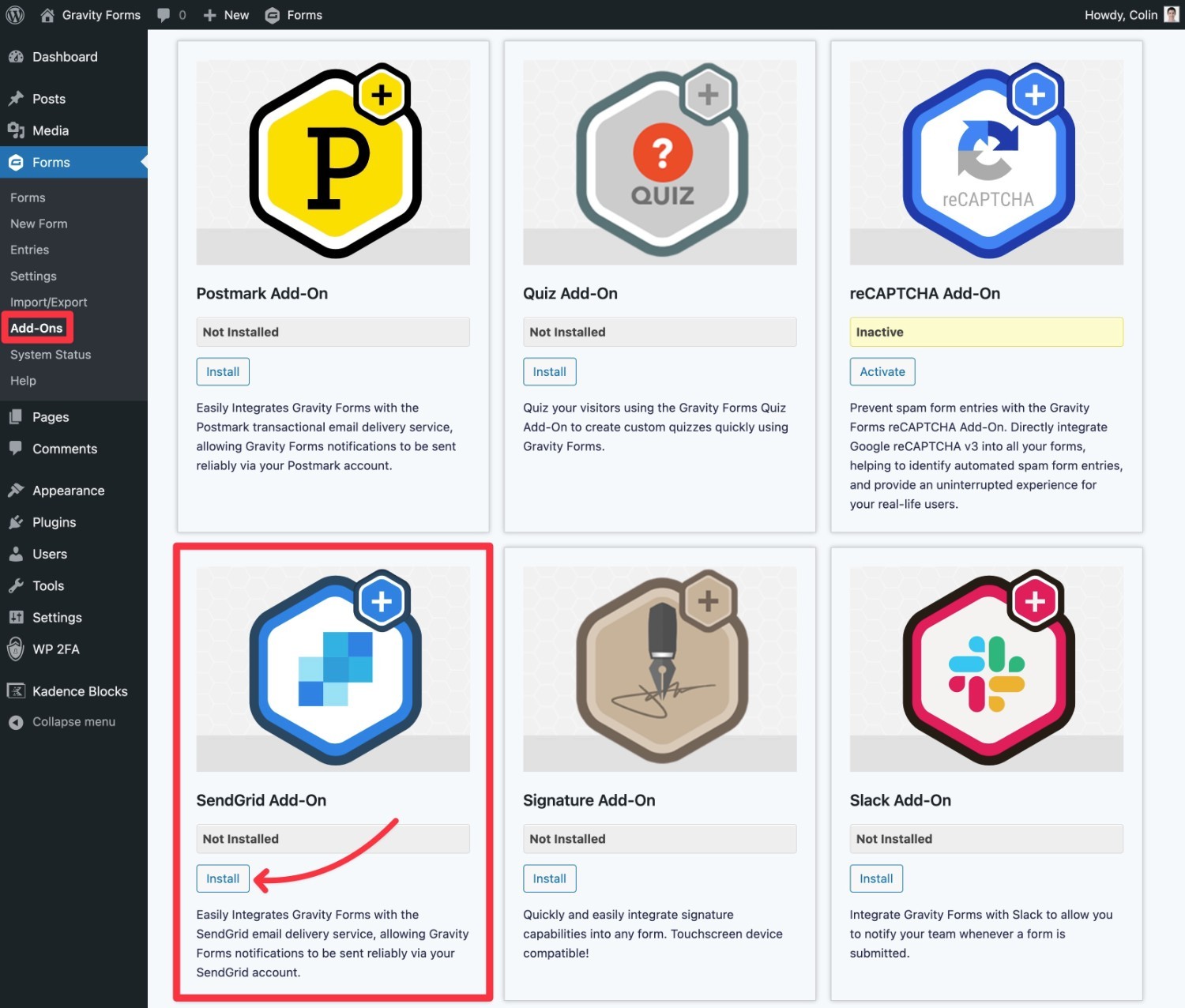 How to install the Gravity Forms SendGrid Add-On