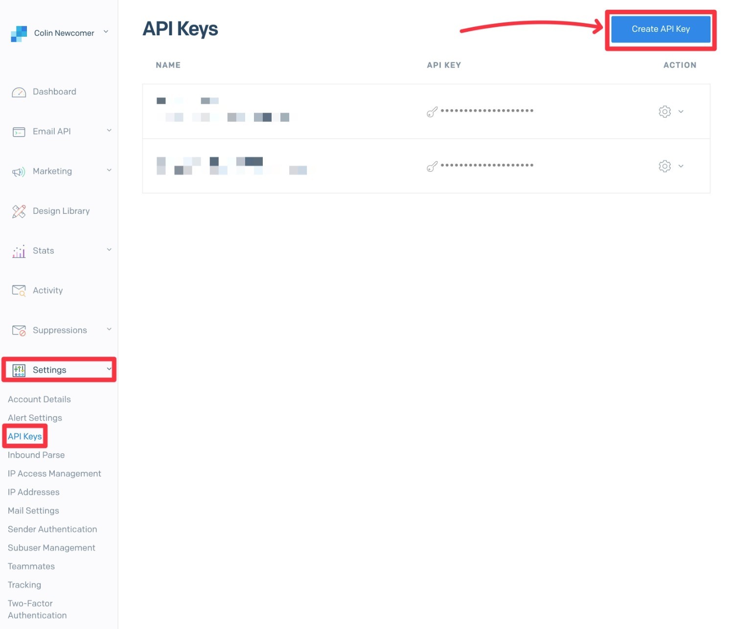 Create a new SendGrid API key