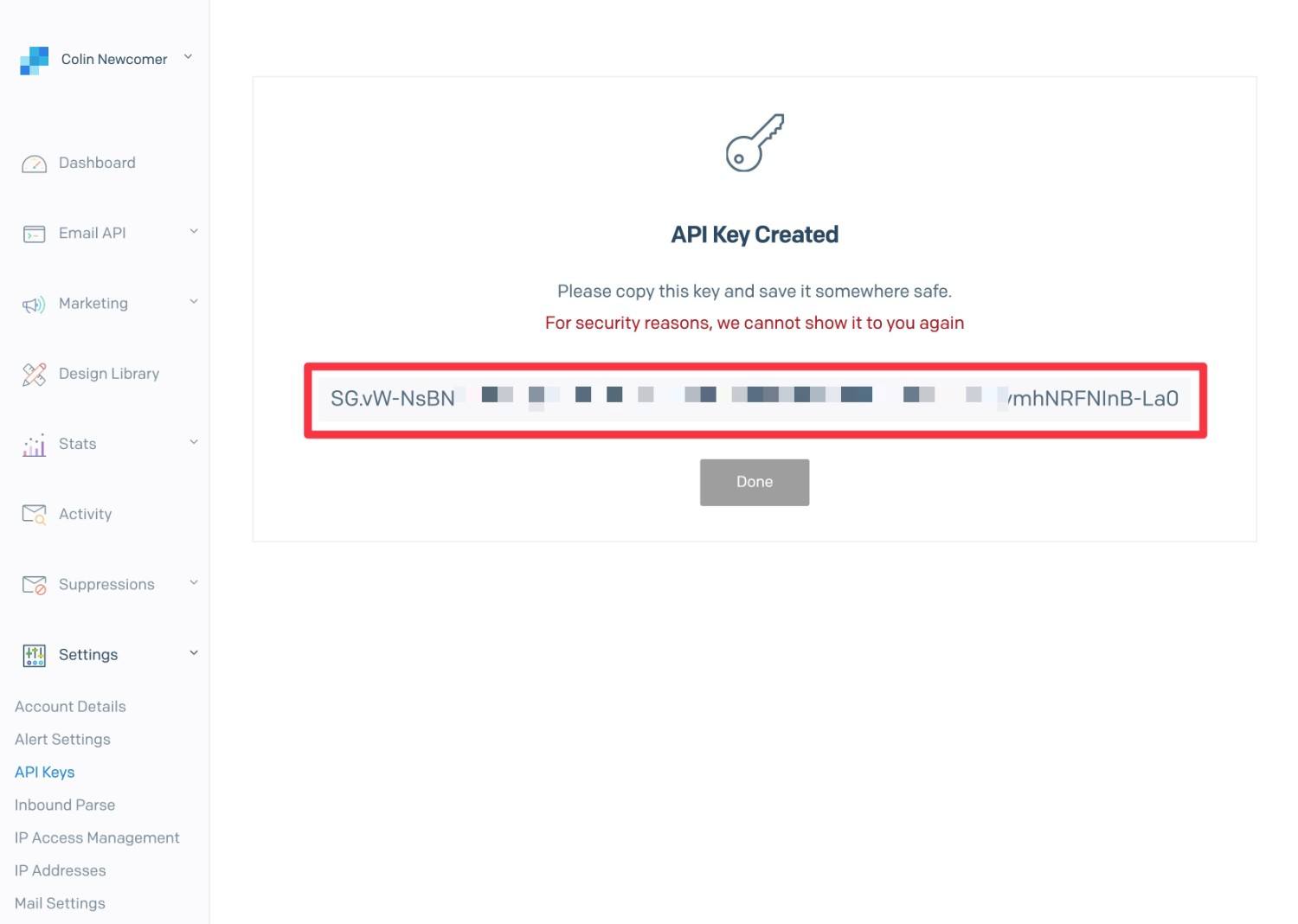 Gravity Forms SendGrid API key