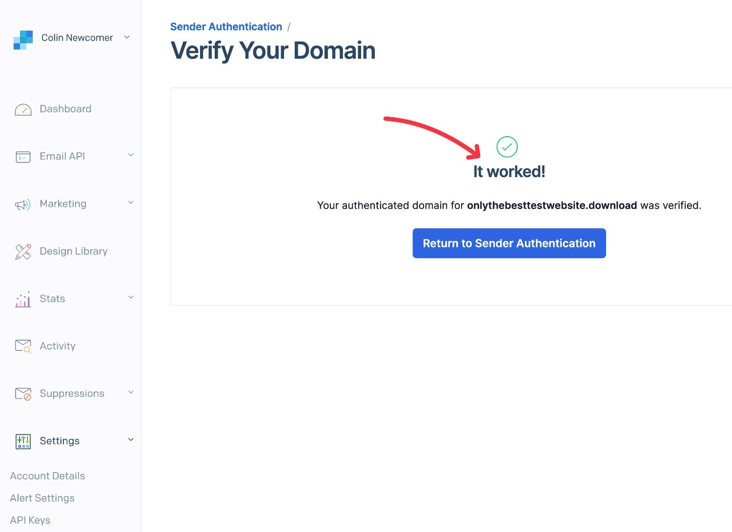 Successful authentication