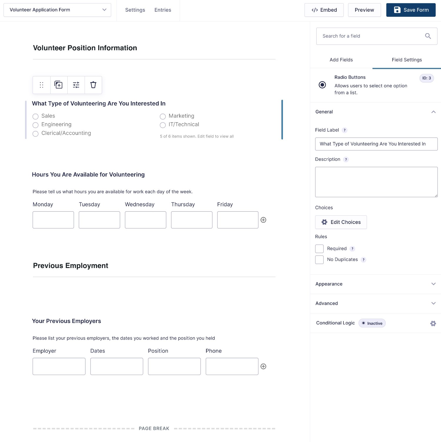 Removing some fields from the Job applicationt emplate