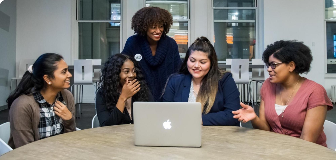 People around a computer