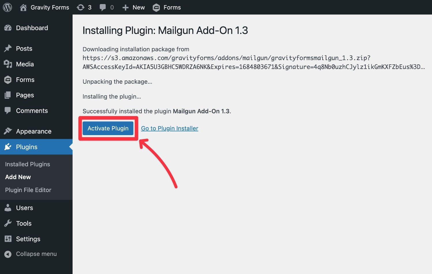 Activate Mailgun add-on