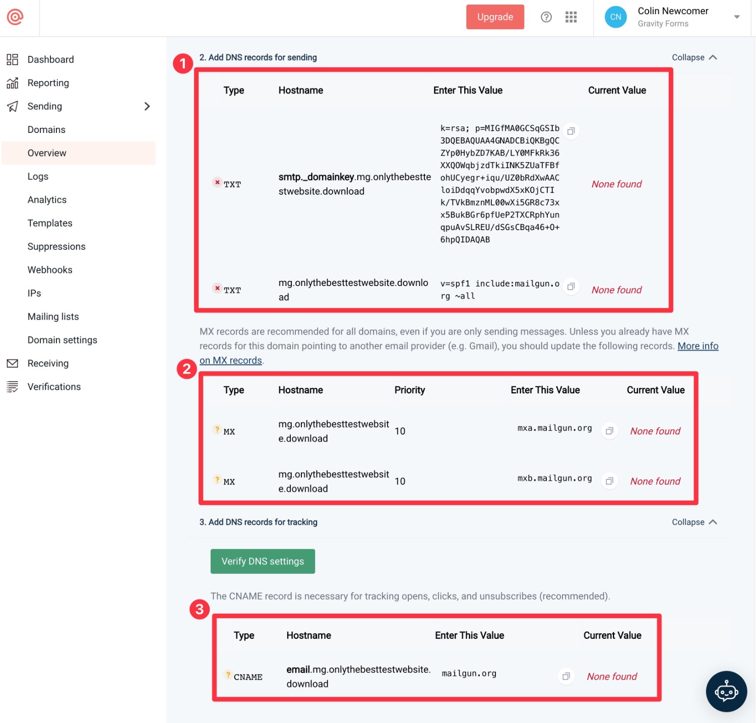 Add DNS records