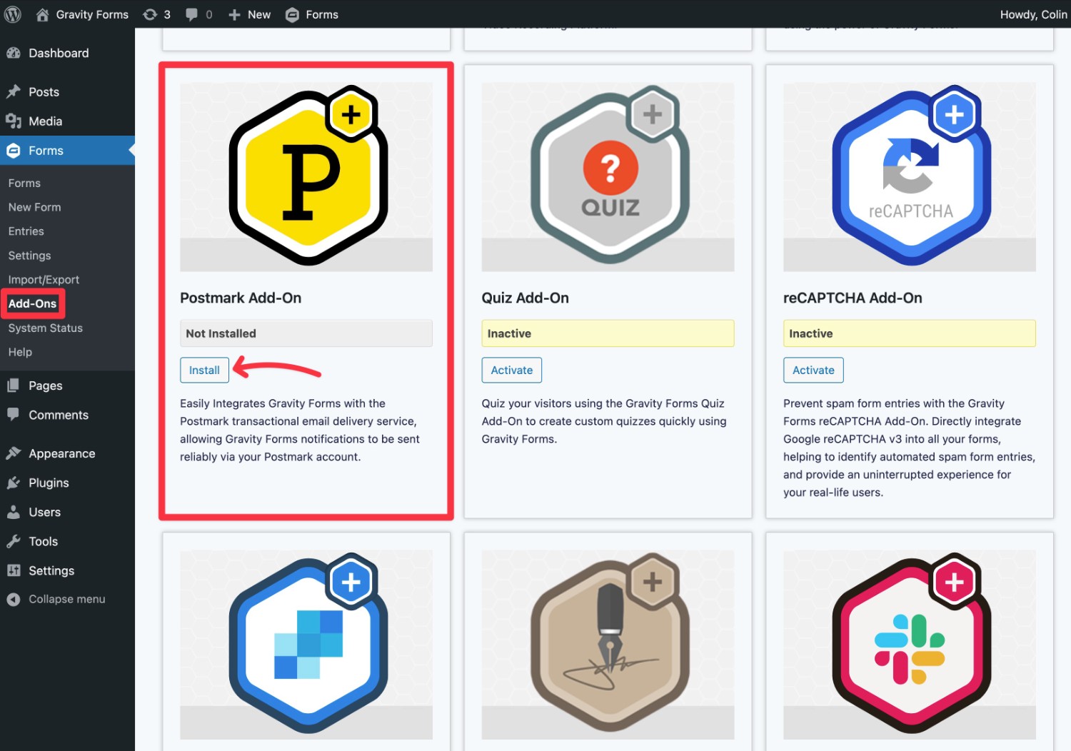 Gravity Forms Postmark Add-On