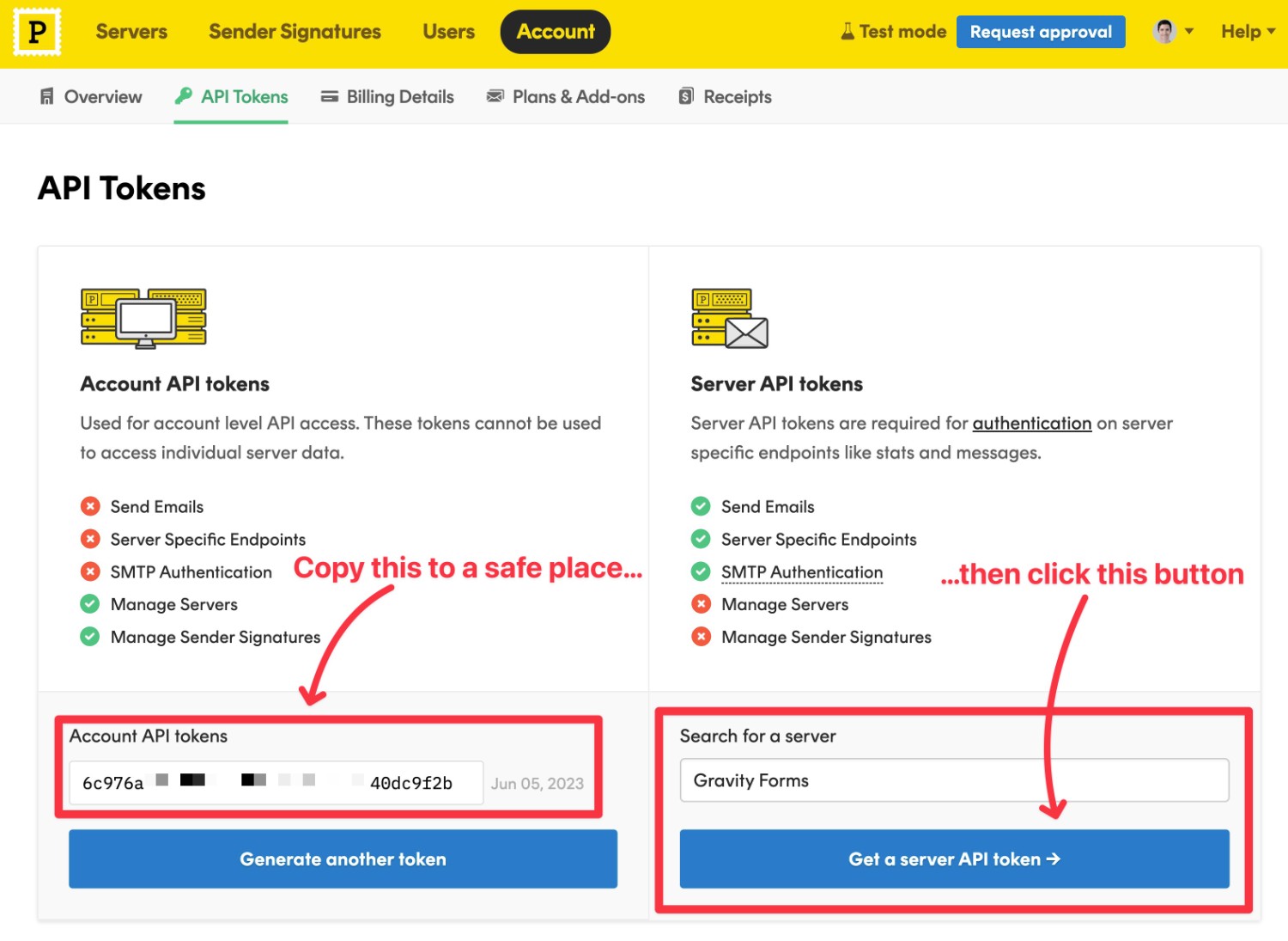 Access Postmark API keys