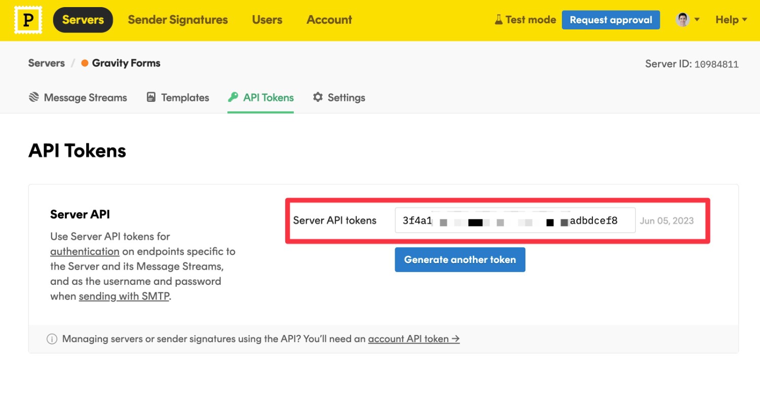 Postmark Server API key