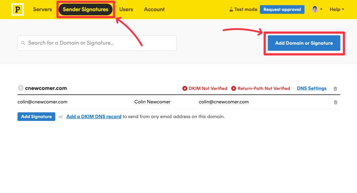 Add domain to Postmark