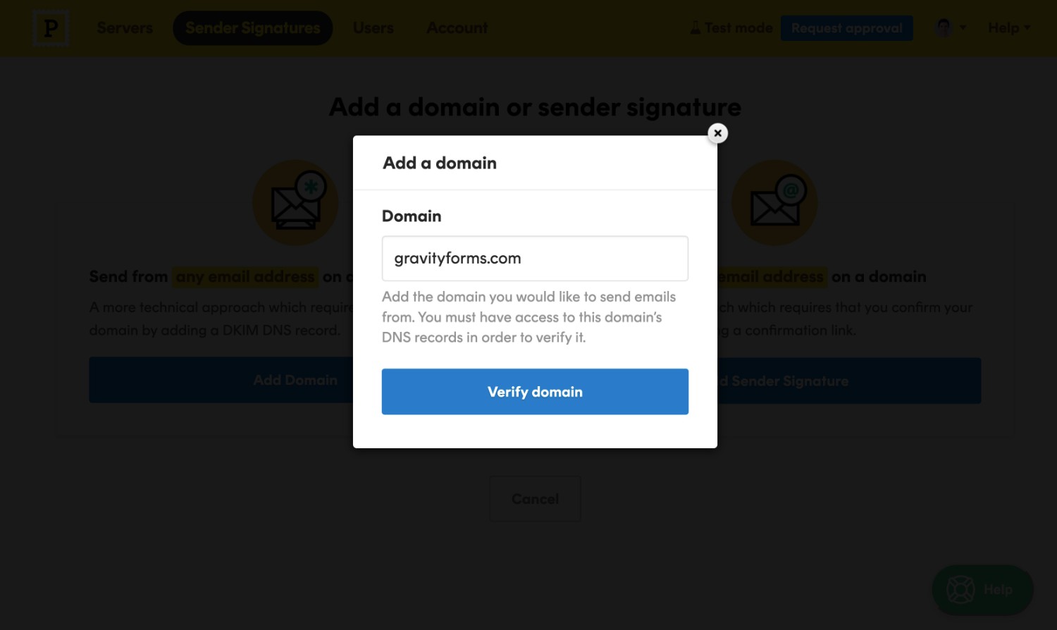 Enter domain name