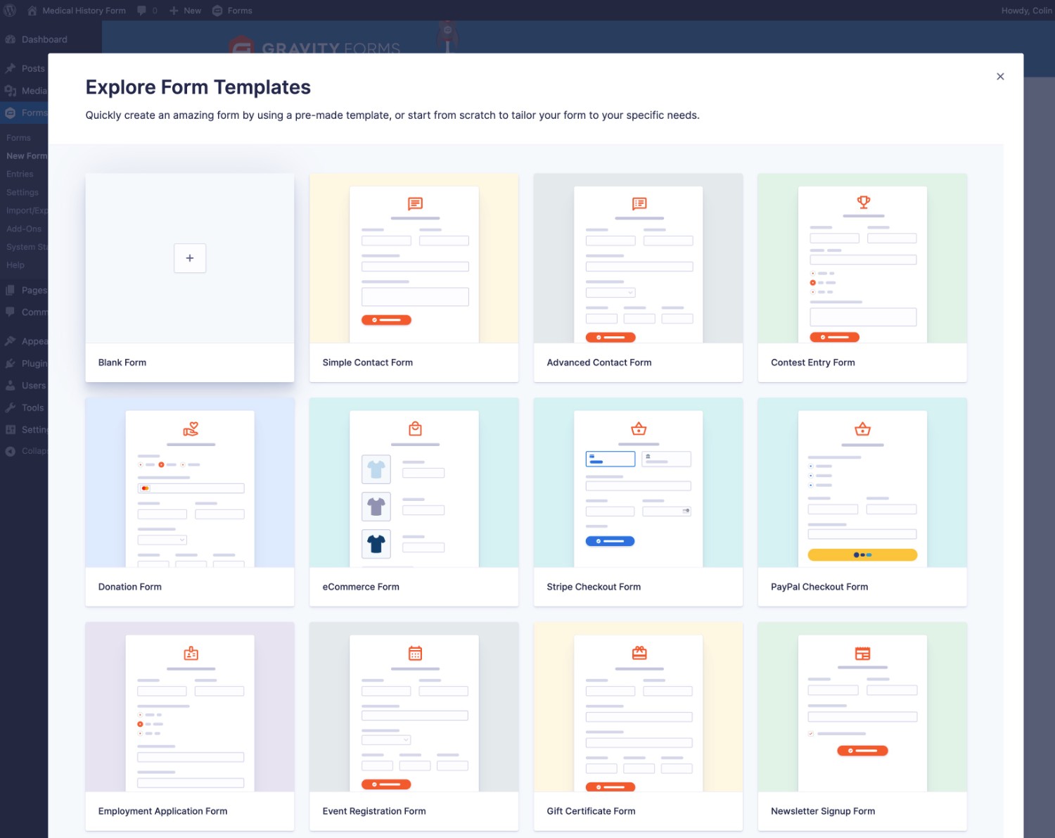 Choose your medical history form template to start