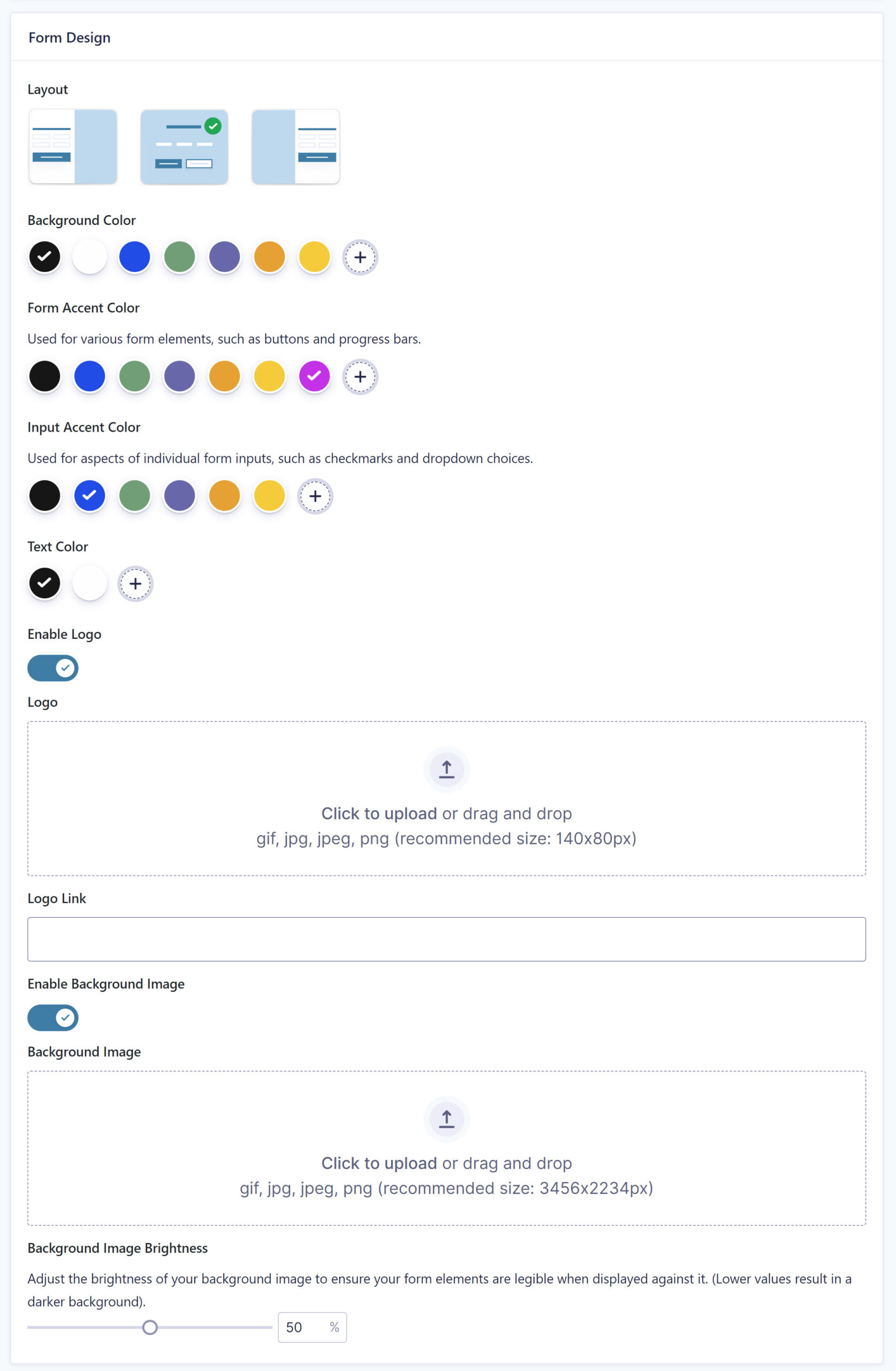 Conversational Forms Settings