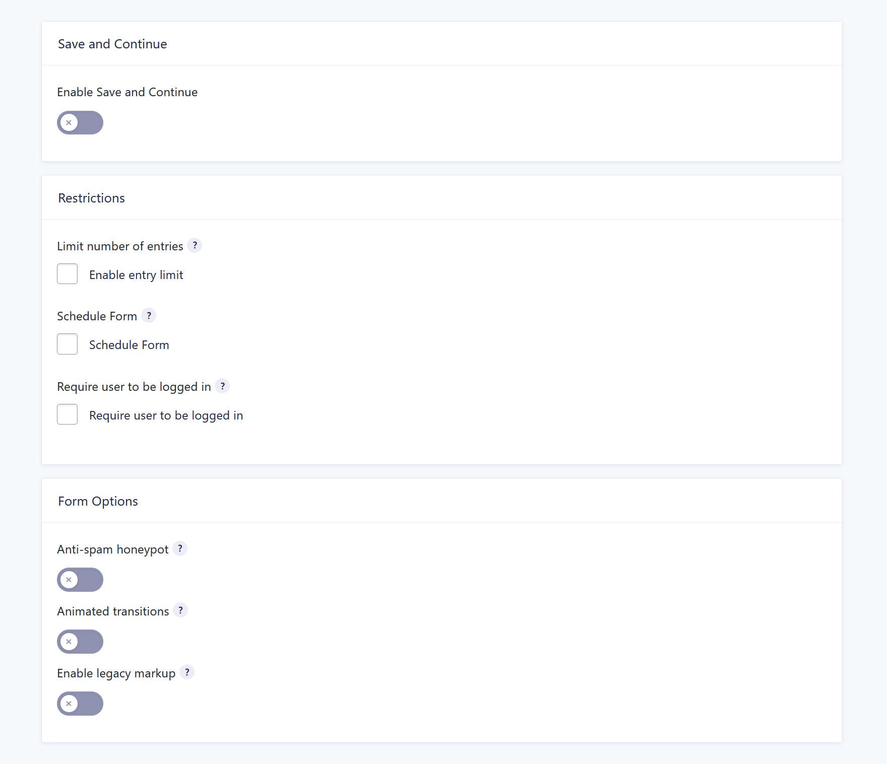 Form Settings