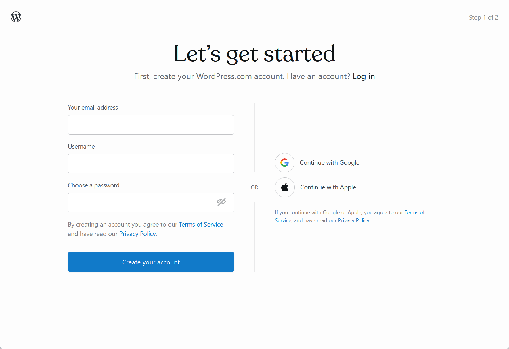 WordPress.com Sign Up