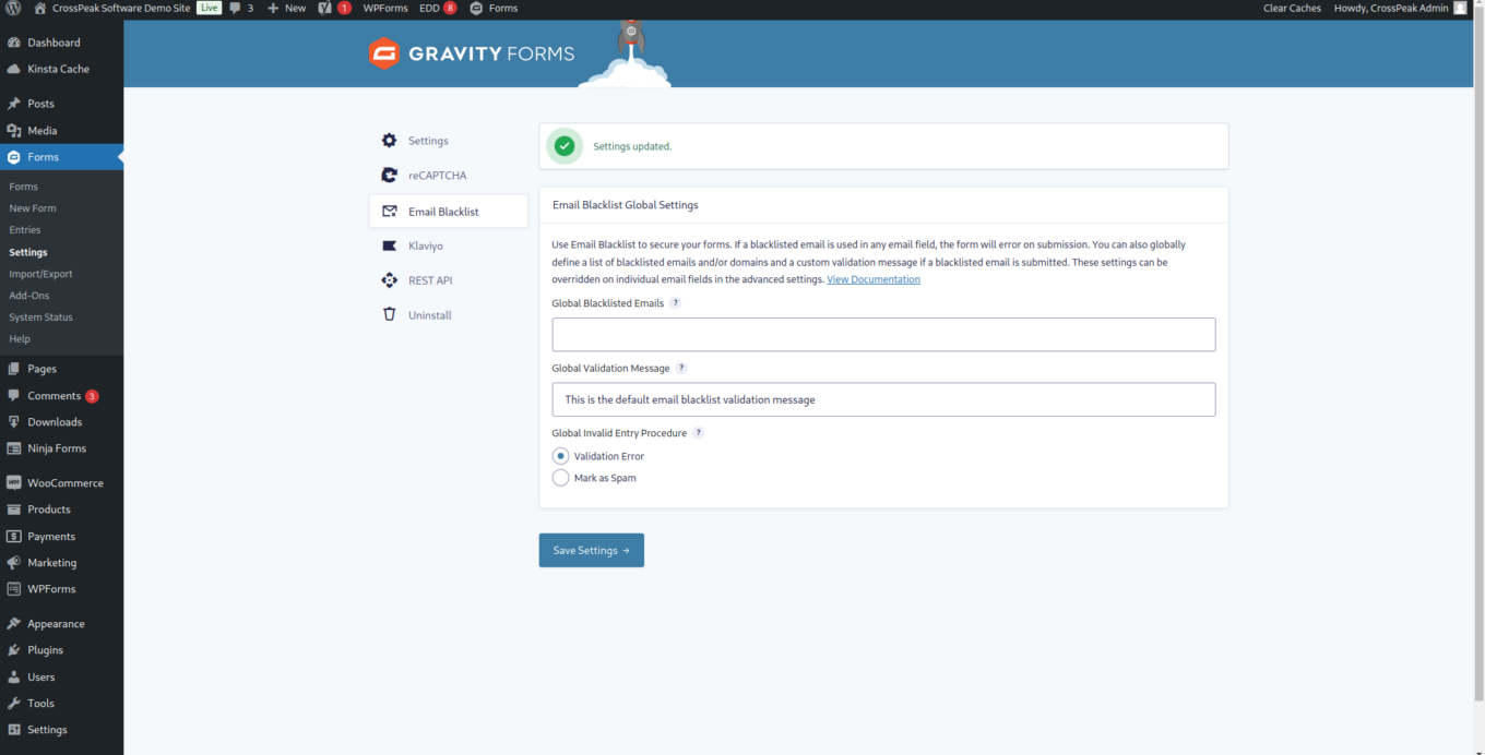 Email Blacklist for Gravity Forms