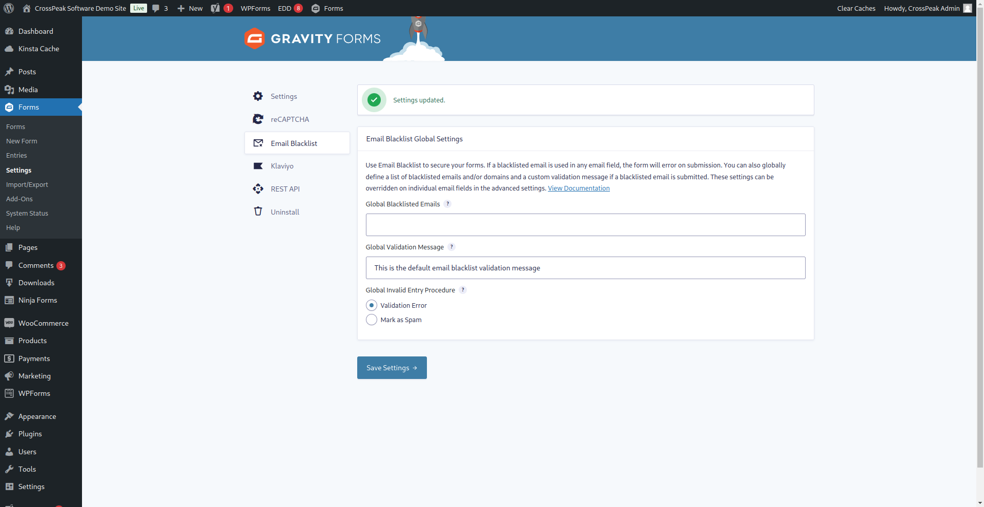 Email Blacklist for Gravity Forms