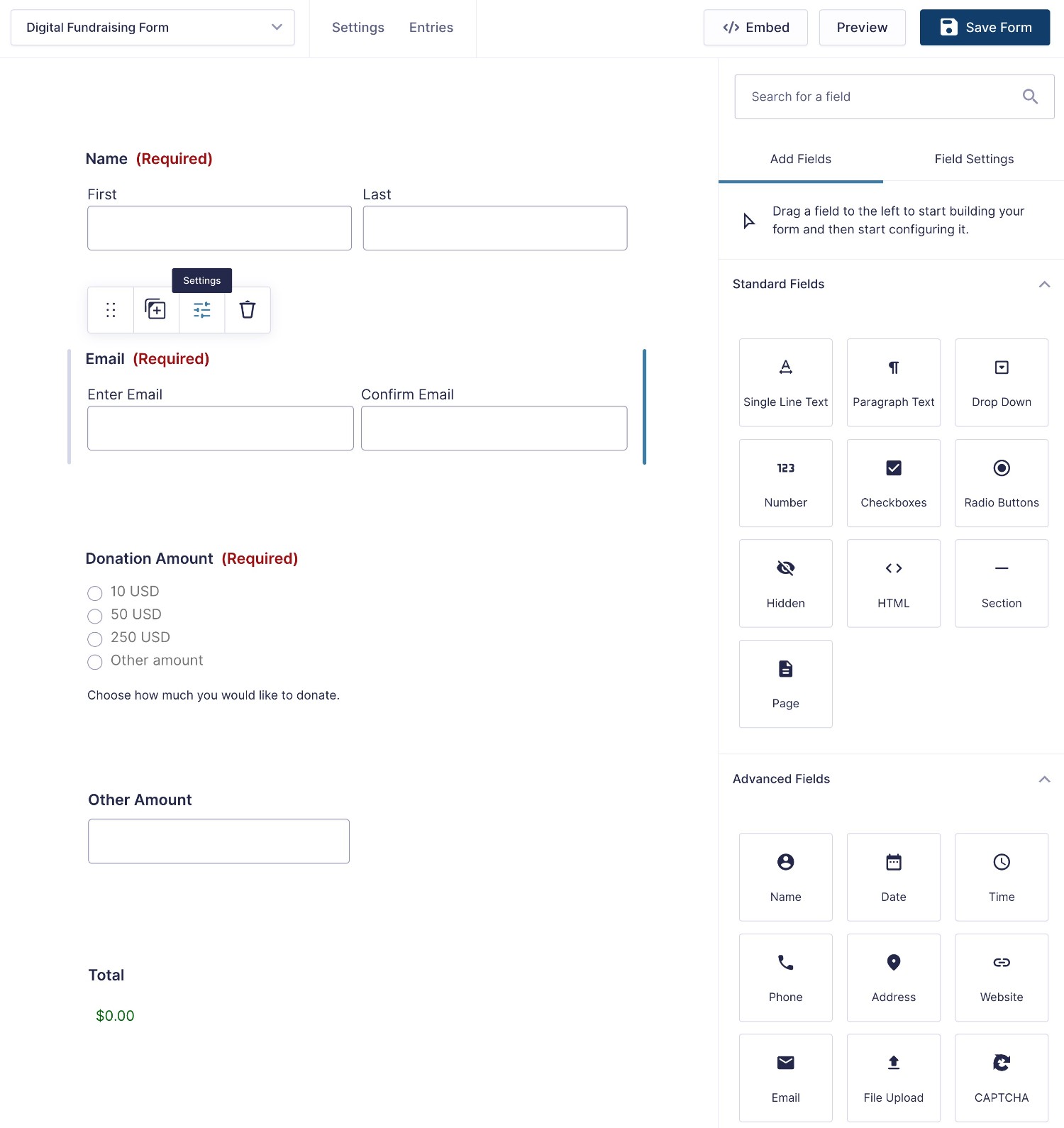 Customize your online donation form