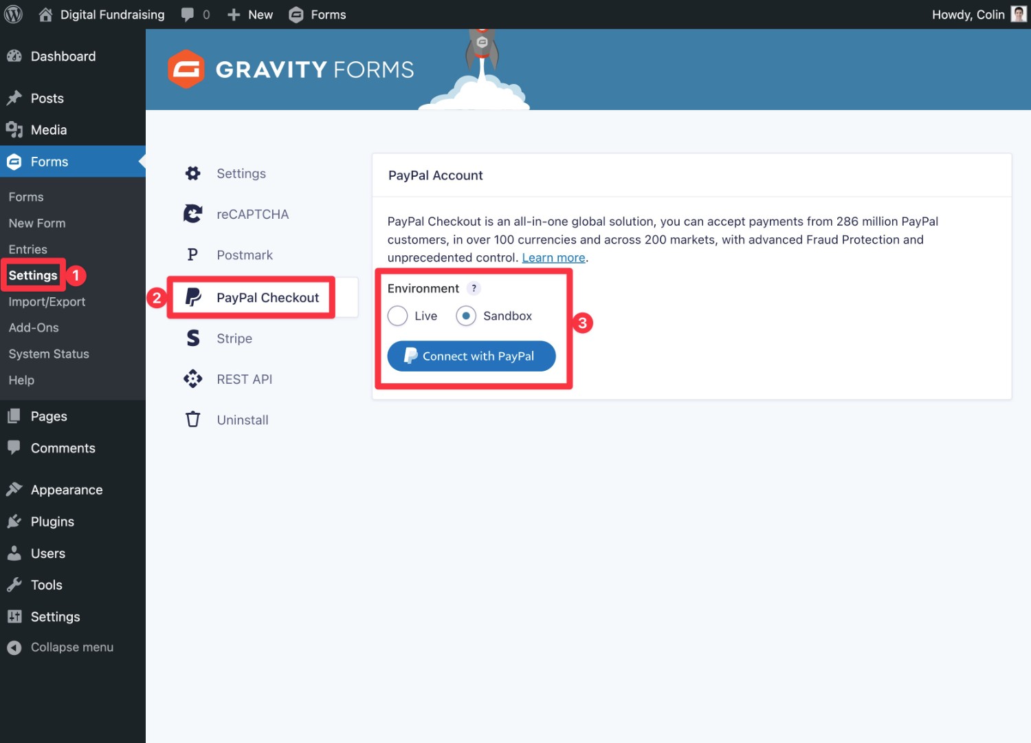 Connect site to PayPal