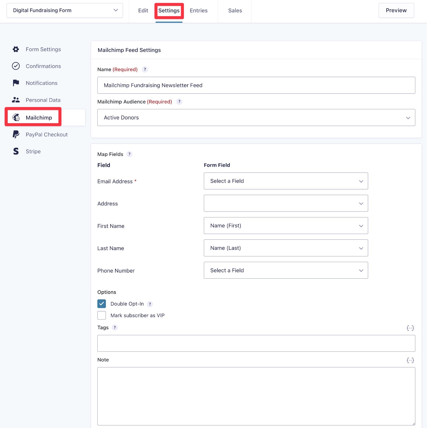 Connecting your form to an email marketing service