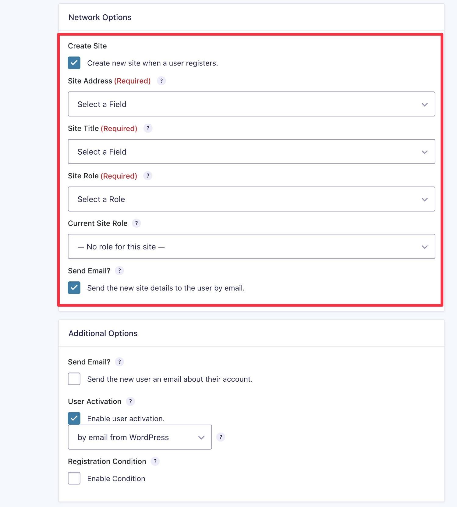 Creating a network site fro Gravity Forms