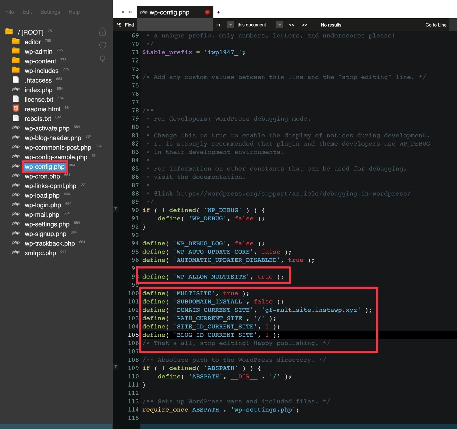Adding code snippets for WordPress multisite