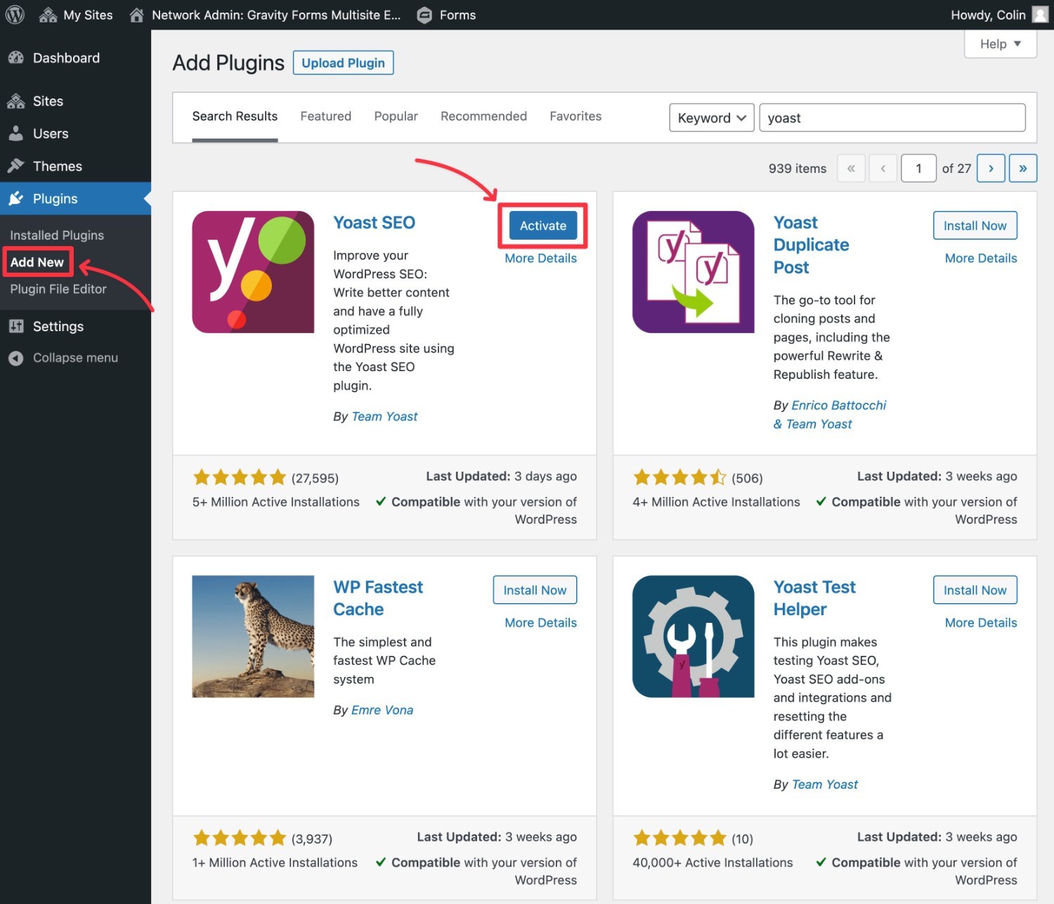 How to install plugins on WordPress multisite