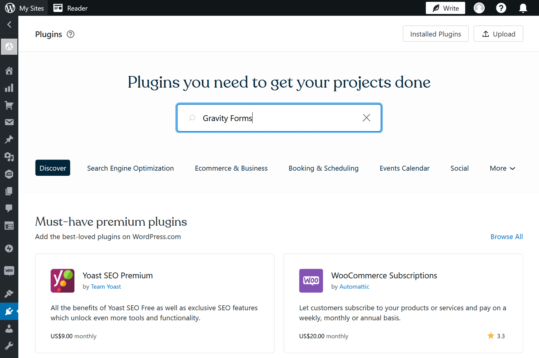 Plugin Search Screen