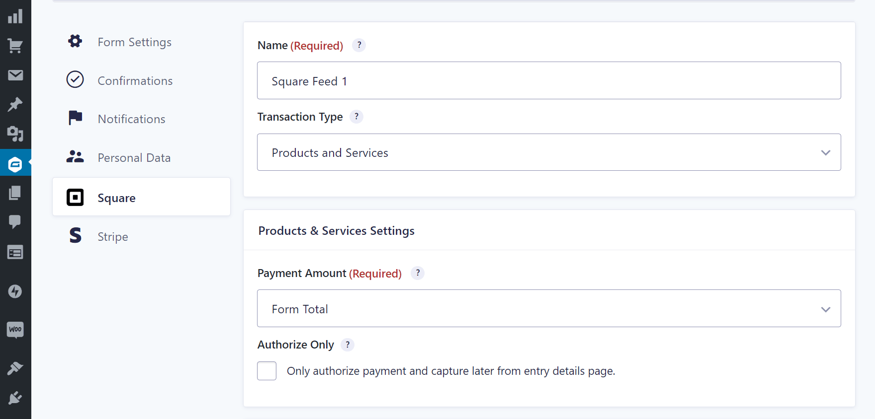 Square Feed Settings