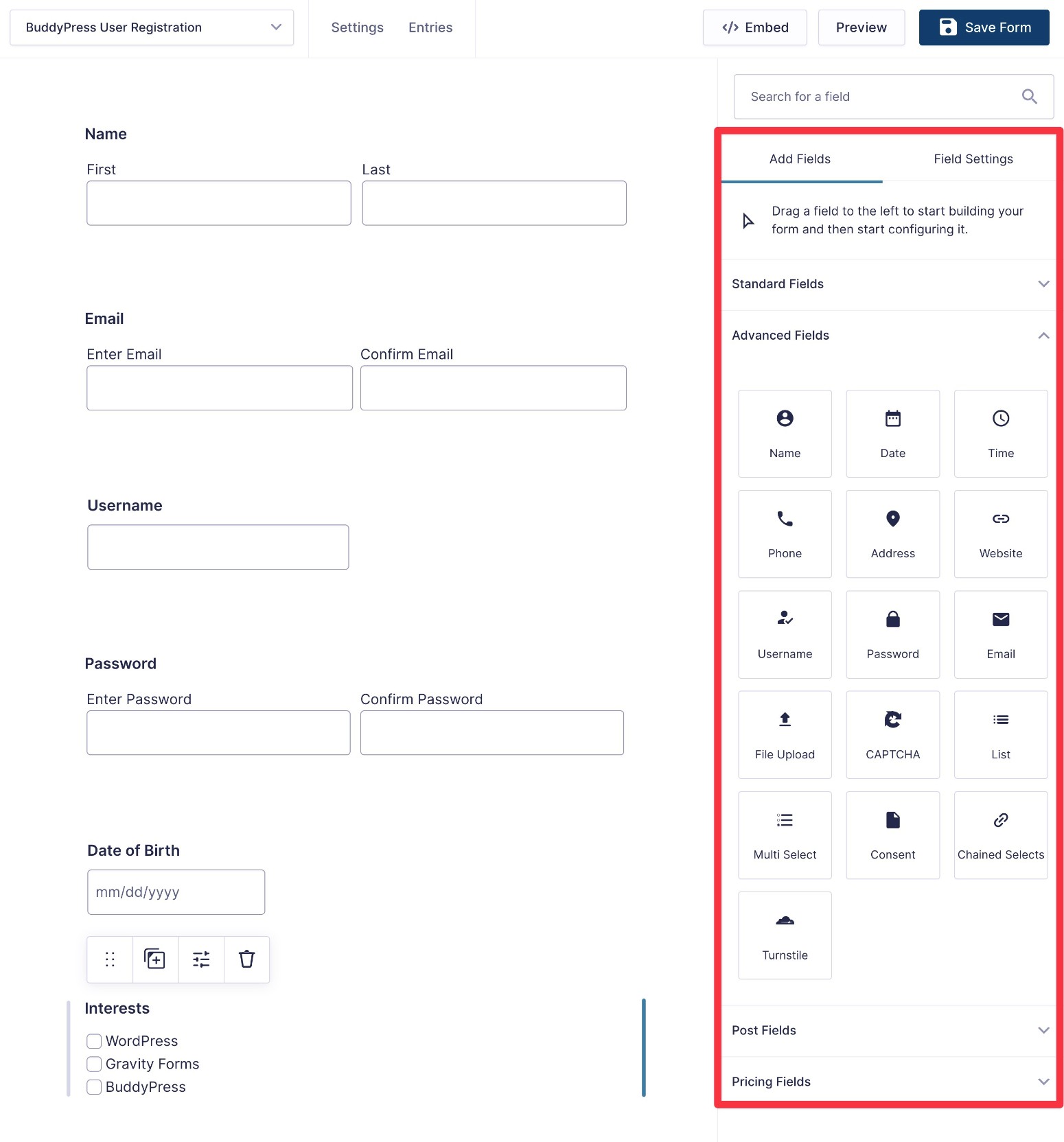 Add form fields