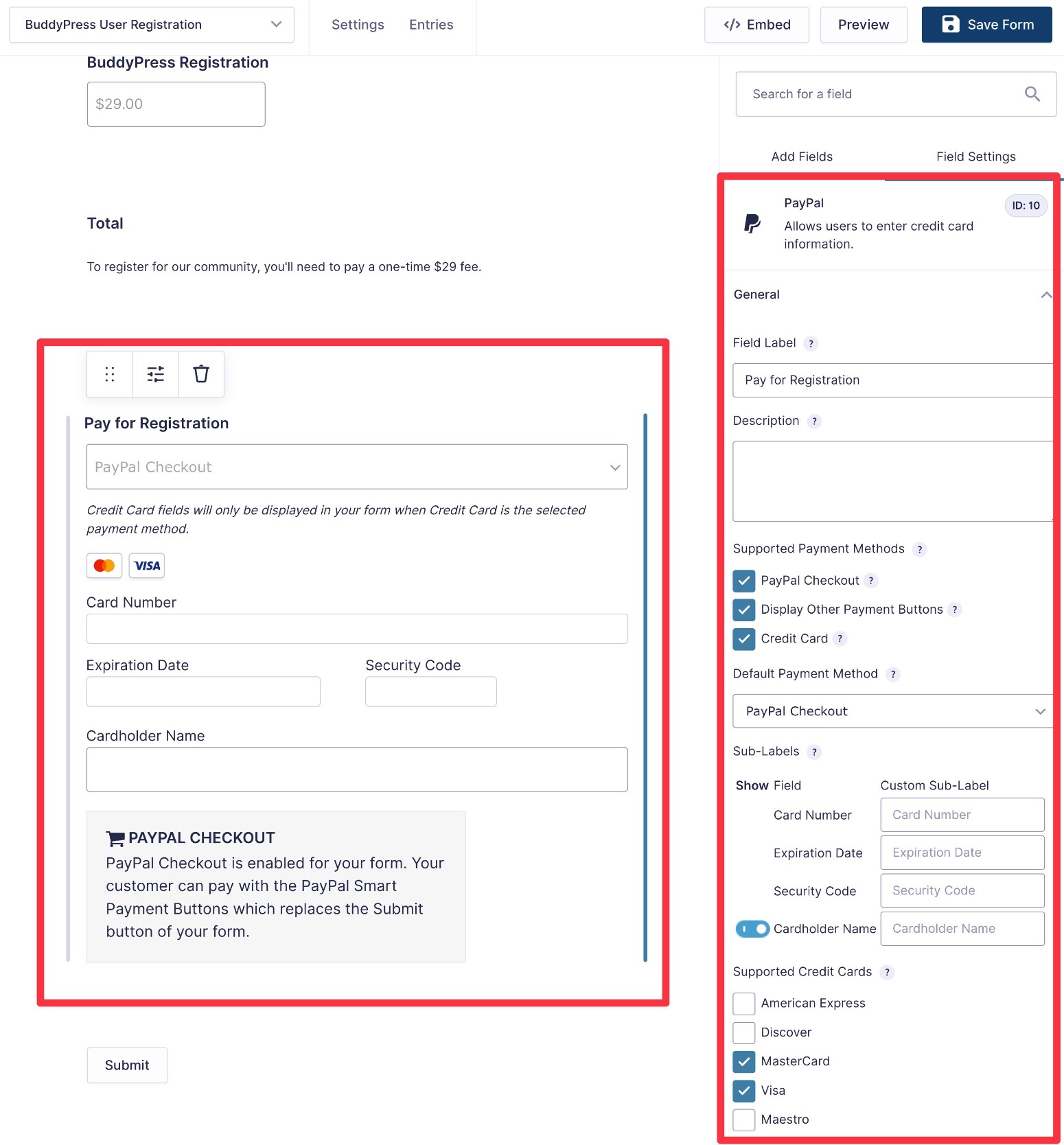 Add payment processor field
